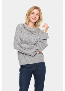 Saint Tropez Damen Strickpullover "BarbelSZ Pullover", grau, modisch, Gr. XS, meliert, Strick, Obermaterial: 54% Polyester, 38% Polyamid, 5% Wolle,