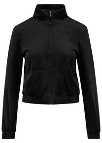 Urban Classics Damen Allwetterjacke "Urban Classics Ladies Short Velvet Track Jacket", schwarz, casual, Gr. XL, unifarben, 93% Polyester, 7%