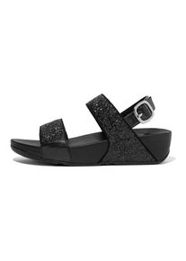 fitflop Damen Keilsandalette "LULU GLITTER BACK-STRAP SANDALS", Gr. 37, schwarz, Textil, Synthetik, modisch, Schuhe, Sommerschuh, Sandale,