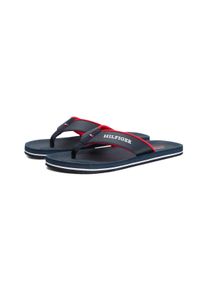 Tommy Hilfiger Herren Zehentrenner "PADDED COMFORT HILFIGER B SANDAL", Gr. 40, blau, Lederimitat, Textil, casual, Schuhe, Sommerschuh, Schlappen,