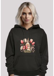 F4NT4STIC Damen Kapuzenpullover "Rosa weißer Frühlingsblumenstrauß", schwarz, casual, Gr. M, Obermaterial: 65% Baumwolle, 35% Polyester, Pullover,