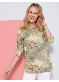 Classic Basics Damen Longshirt "Longshirt", grün, Gr. 48, gemustert, mehrfarbig, bedruckt, 100% Baumwolle, Shirts