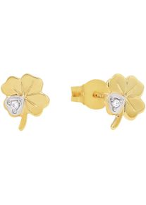 Amor Damen Paar Ohrstecker "Kleeblatt, 2013369", Gelbgold 375, gold, Gelbgold 375, Ohrringe, Made in Germany - mit Zirkonia (synth.)