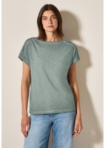 Cecil Damen T-Shirtschwarz balmy khaki, casual, Gr. XL, unifarben, Web, 100% Baumwolle, Shirts, aus reiner Baumwolle