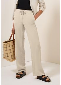 Cecil Damen Stoffhose "Style Neele", beige, casual, Gr. L, unifarben, Web, Obermaterial: 70% Viskose, 30% Polyester, Hosen, mit elastischem Bund und