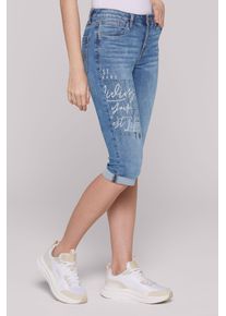 SOCCX Damen Jeansshorts, blau, casual, Gr. 34, bedruckt, Material: 63% Baumwolle, 25% Polyester, 10% Viskose, 2% Elasthan, Zusatz: Enthält