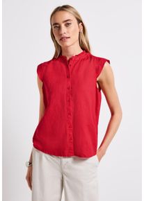 Street One Damen Hemdbluse, rot, casual, Gr. 46, unifarben, Web, Obermaterial: 60% Leinen, 40% Baumwolle, Blusen, ärmellos, mit Rüschen