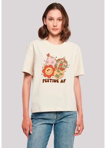 F4NT4STIC Damen T-Shirt "Festive AF Weihnachten Tree Balls", weiß, casual, Gr. L, Obermaterial: 100% Baumwolle, Shirts, Premium Qualität,
