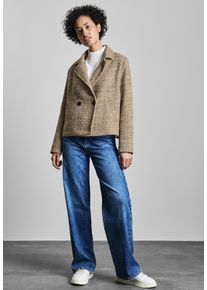 Street One Damen Kurzjacke, beige, casual, Gr. 46, unifarben, Stoff, Obermaterial: 86% Polyester, 14% Baumwolle; Futter: 100% Polyester, Jacken, mit