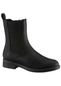 Tamaris Damen Chelseaboots, Gr. 36, schwarz, Nubuklederimitat, Elastischer Einsatz, unifarben, klassisch, Schuhe, Blockabstz, Stiefelette,