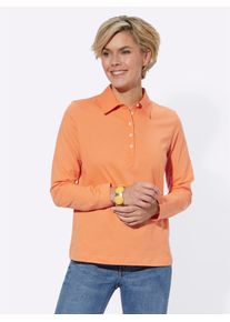Casual Looks Damen Langarm-Poloshirt "Poloshirt", orange, Gr. 40, unifarben, 100% Baumwolle, Webstoff:100% Baumwolle, Shirts