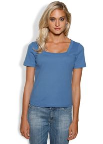 Heine Damen Kurzarmshirt "Carré-Shirt", blau, Gr. 46, unifarben, 100% Baumwolle, Shirts