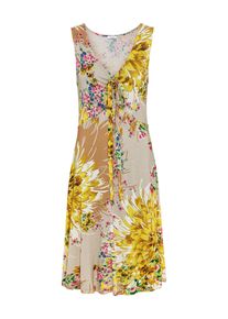 Lascana Damen Jerseykleid, bunt, modisch, Gr. 38, bedruckt, Jersey, Obermaterial: 100% Viskose, Kleider, mit Alloverdruck und Bindeband, Trägerkleid,