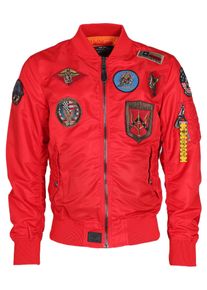 Top Gun Herren Bomberjacke "TG2024001", rot, Gr. S, Oberstoff: 100% Nylon / Futter: 100% Polyester / Strick: 100% Polyester / Kragen: 100% Polyester,