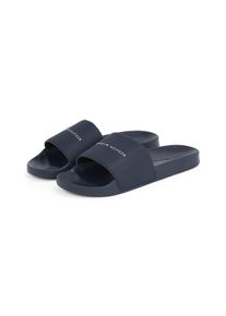 Tommy Hilfiger Herren Pantolette "HILIFGER NYC POOL SLIDE", Gr. 41, blau, Lederimitat, sportlich, Schuhe, Schlupfschuh, Strandschuh, Schlappen mit