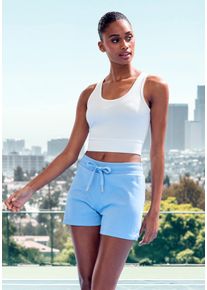active by Lascana LASCANA ACTIVE Damen Shorts, blau, sportlich, Gr. XS, unifarben, Interlock, Obermaterial: 100% Baumwolle, Hosen, mit kleinen Seitenschlitzen