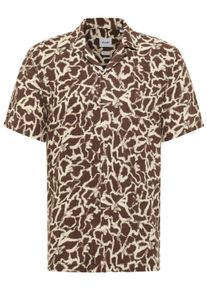Mustang Herren Kurzarmhemd "Herren Style Layton"braun 12718, casual, Gr. XL, geblümt, Web, 70% Viskose, 30% Leinen, Hemden