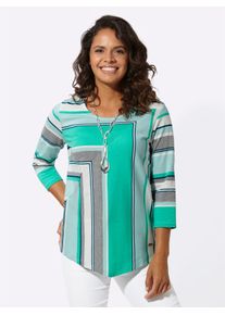 Casual Looks Damen 3/4-Arm-Shirt "Shirt", blau, Gr. 38, gemustert, mehrfarbig, 60% Baumwolle, 40% Polyester, Shirts