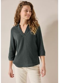 Cecil Damen Klassische Bluseslate khaki, casual, Gr. M, unifarben, Web, 100% Baumwolle, Blusen, mit 3/4 Ärmeln