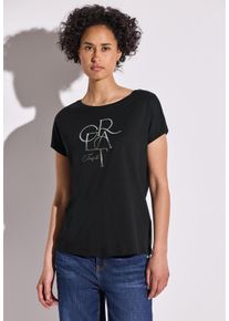 Street One Damen T-Shirt, schwarz, casual, Gr. 40, unifarben, Web, Stoff, 50% Baumwolle, 50% Modal, Shirts, im soften Baumwoll-Mix