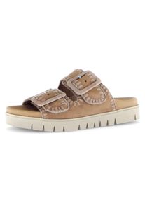Gabor Damen Pantolette, Gr. 38, braun, Ziegenveloursleder, unifarben, casual, Schuhe, Plateau, Bequemschuh, Sommerschuh mit praktischen