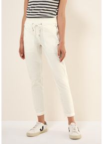 Cecil Damen Jogger Pants, weiß, casual, Gr. XL, unifarben, Web, 98% Baumwolle, 2% Elasthan, Hosen, Middle Waist