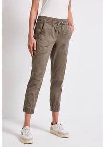 Street One Damen Stoffhose, braun, casual, Gr. 32, unifarben, Web, 97% Baumwolle, 3% Elasthan, Hosen, Elastikbund mit Tunnelzug