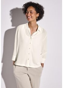 Street One Damen Crinklebluse, weiß, casual, Gr. 46, unifarben, Web, Obermaterial: 70% Viskose, 30% Polyester, Blusen, mit 3/4-Arm