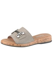 Gabor Damen Pantolette "RHODOS", Gr. 38, grün, Ziegenveloursleder, unifarben, klassisch, Schuhe, Sommerschuh, Schlupfschuh Komfortschuh in Weite G