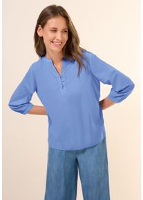 Cecil Damen Shirtbluse, blau, casual, Gr. L, unifarben, Web, 100% Baumwolle, Blusen, mit 3/4 Ärmeln