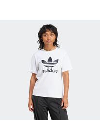 Damen T-Shirt "TREFOIL TEE", weiß, sportlich, Gr. XS, adidas originals, Obermaterial: 94% Baumwolle, 6% Elasthan, Shirts, Basic Shirt mit großem