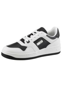 Tommy Jeans Herren Sneaker "TJM RETRO BASKET CUPSOLE TUMBLE", Gr. 42, schwarz-weiß, Leder, Lederimitat, Textil, kontrastfarbene Details, sportlich,
