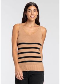 HECHTER PARIS Damen Stricktop, beige, feminin, Gr. 42, Strick, Obermaterial: 50% Viskose, 28% Polyester, 22% Polyamid, Tops, mit V-Ausschnitt und