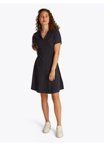 Tommy Hilfiger Damen Polokleid "LYOCELL OPEN-NK F&F POLO DRESS", schwarz, casual, Gr. XS, unifarben, Piquu00e9, Obermaterial: 65% Lyocell, 32%