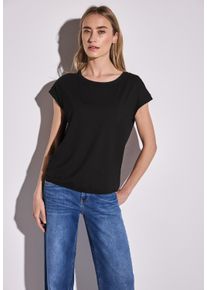 Street One Damen T-Shirt, schwarz, casual, Gr. 36, unifarben, Stoff, 95% Viskose, 5% Elasthan, Shirts, mit U-Boot-Ausschnitt