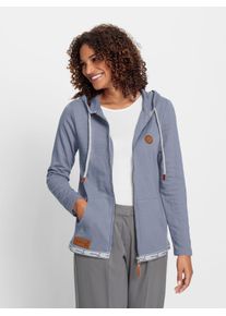 Casual Looks Damen Shirtjacke "Sweatjacke", blau, Gr. 52, unifarben, 50% Baumwolle, 50% Polyester, Shirts