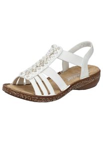 Rieker Damen Sandale, Gr. 37, weiß, Lederimitat, klassisch, Schuhe, Sommerschuh, Sandalette, Keilabsatz, mit Gummizüge