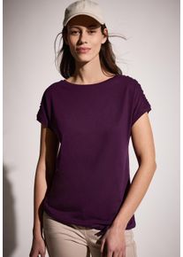 Cecil Damen T-Shirt, lila, Basic, Gr. M, unifarben, Web, Stoff, 50% Baumwolle, 50% Modal, Shirts, mit Tunnelzug am Saum