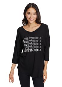 Betty Barclay Damen 3/4-Arm-Shirt "Betty Barclay Oversize-Shirt mit V-Ausschnitt", schwarz, sportlich, Gr. S, Jersey, Obermaterial: 96% Viskose, 4%