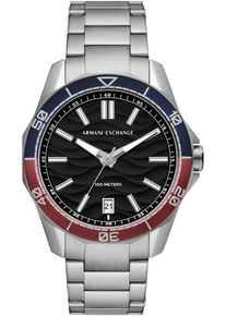 Armani Exchange Herren Quarzuhr, silber, Armbanduhren, Armbanduhr, Herrenuhr, bis 10 bar wasserdicht, Edelstahlarmband