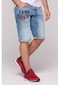 CAMP DAVID Herren Jeansshorts, blau, casual, Gr. 33, bedruckt, Material: 98% Baumwolle, 2% Elasthan, Zusatz: Enthält nichttextile Teile tierischen