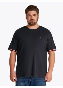 Tommy Hilfiger Big & Tall Herren T-Shirt "BT-GLOBAL STRIPE CUFF TEE-B", blau, casual, Gr. XXXL, TOMMY HILFIGER BIG & TALL, Single Jersey, Obermaterial: 100% Baumwolle, Shirts,