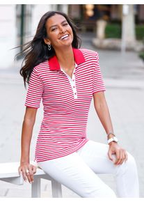 Casual Looks Damen Poloshirt "Poloshirt", rot, Gr. 36, gemustert, mehrfarbig, gestreift, 100% Baumwolle, Shirts
