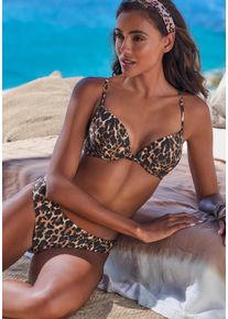 Bruno Banani Damen Push-Up-Bikinileo bedruckt, Gr. 34, Animalprint, Recycling-Polyamid, Bikini-Sets, mit Vorderverschluss