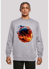 F4NT4STIC Herren Kapuzenpullover "Basketball On Fire Sport CREW", grau, casual, Gr. XXL, Obermaterial: 50% Baumwolle, 50% Polyester, Pullover, Print