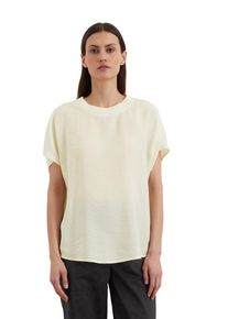 Marc O'Polo MARC O'POLO Damen Kurzarmbluse "aus Viskose-Mix-Crinkle", beige, elegant, Gr. 40, unifarben, Obermaterial: 83% Viskose, 17% Polyamid, Blusen