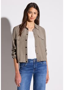 Street One Damen Langarmbluse, braun, casual, Gr. 46, unifarben, Stoff, 84% Modal, 16% Polyester, Blusen, mit Elastiksaum
