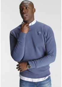 DELMAO Herren Sweatshirt, blau, Basic, Gr. S, unifarben, angeraute Sweatware, Obermaterial: 60% Baumwolle, 40% Polyester, Sweatshirts, Langarm,