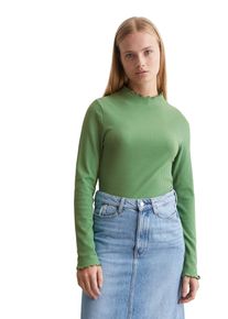 Marc O'Polo Damen Langarmshirt "aus Organic Cotton-Stretch-Jersey", grün, Gr. XS, MARC O'POLO DENIM, unifarben, Obermaterial: 96% Baumwolle, 4% Elasthan, Shirts