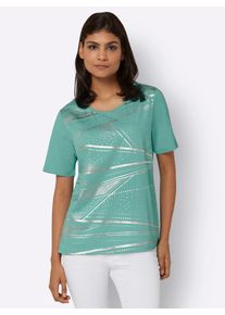 Classic Basics Damen Kurzarmshirt "Kurzarm-Shirt", grün, Gr. 54, bedruckt, gemustert, metallic, 100% Baumwolle, Shirts